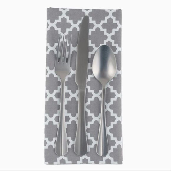 Grey Lattice Print Cloth Napkins - Picture 3 of 7
